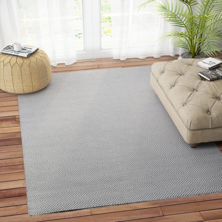 GREY IVORY CHEVRON DHURRIE