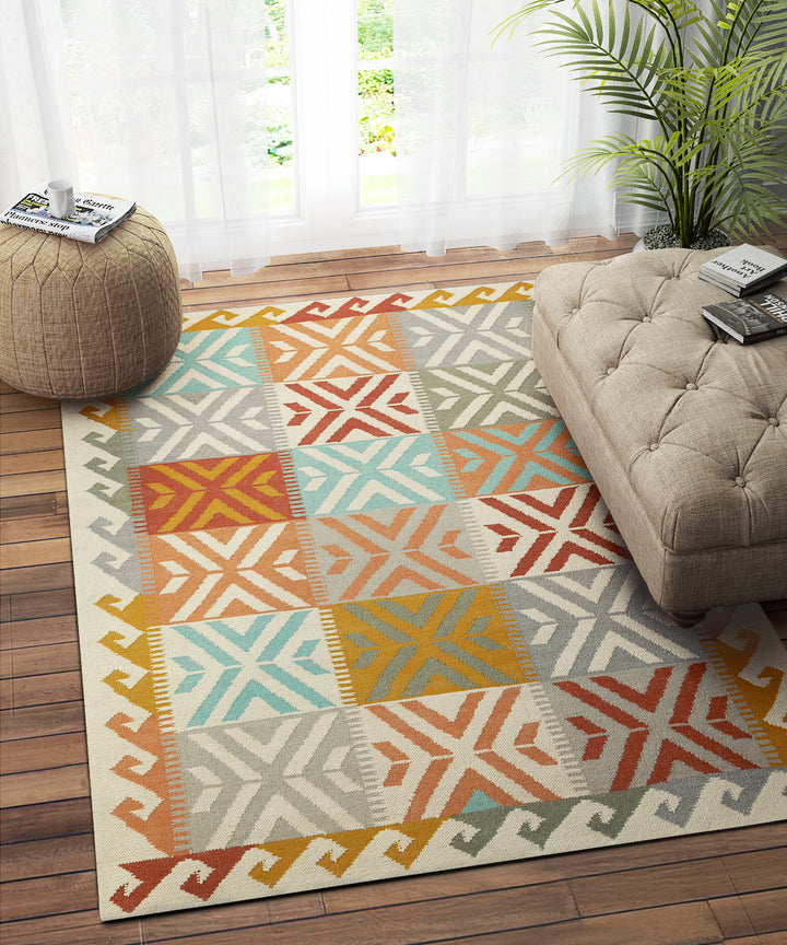 MULTICOLOR GEOMETRIC KILIM DHURRIE