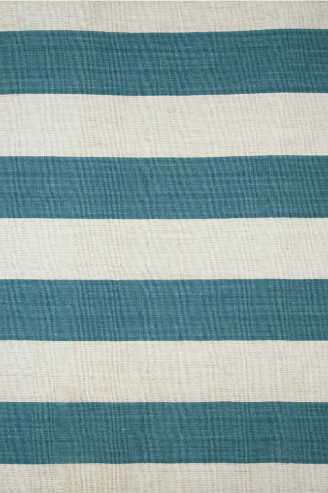 IVORY TEAL STRIPES DHURRIE