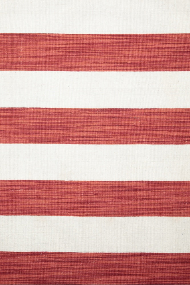 IVORY RED STRIPES DHURRIE