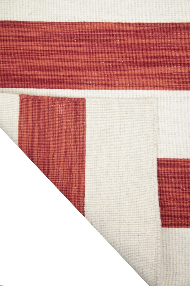 IVORY RED STRIPES DHURRIE