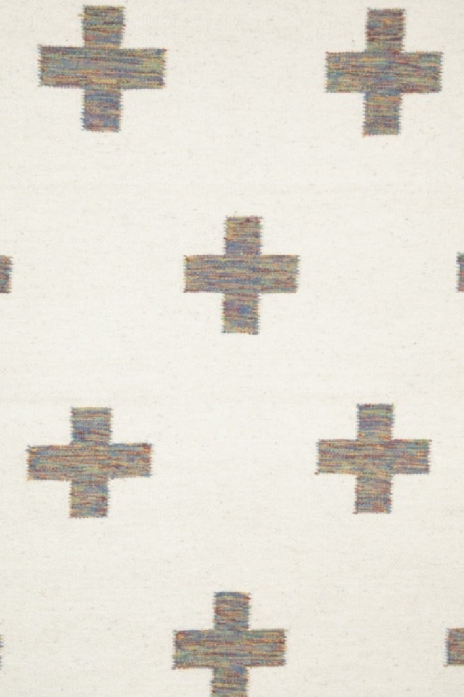 IVORY MULTICOLOR CROSS DHURRIE