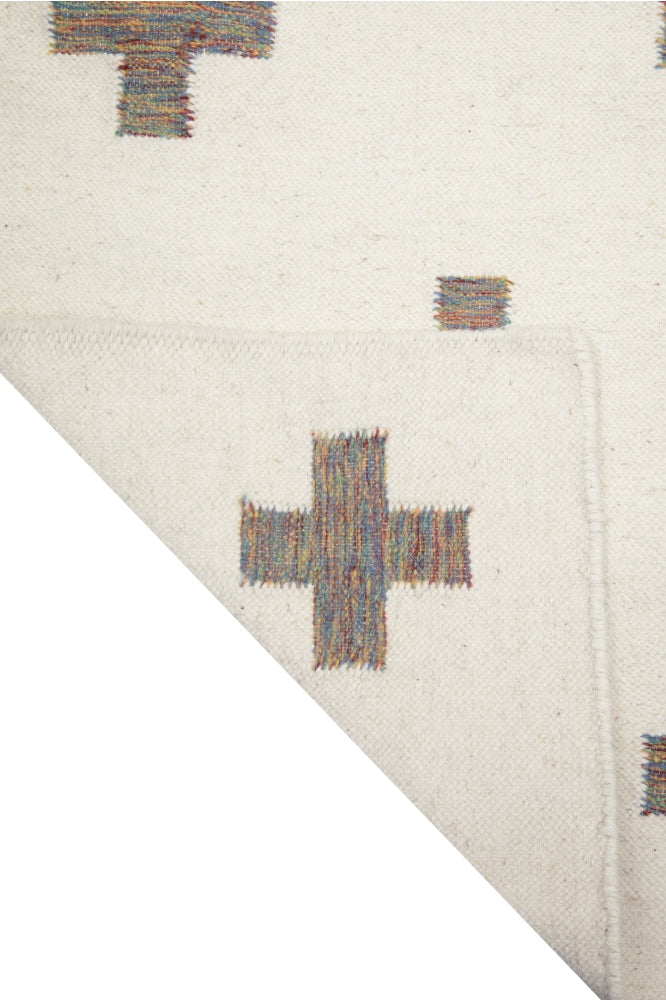 IVORY MULTICOLOR CROSS DHURRIE