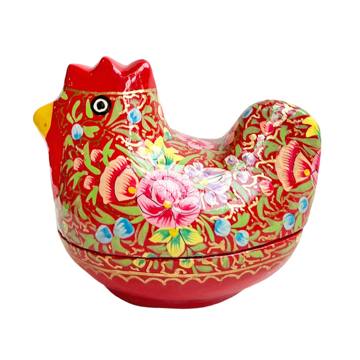 Kashmiri Hand-Painted Hen Box