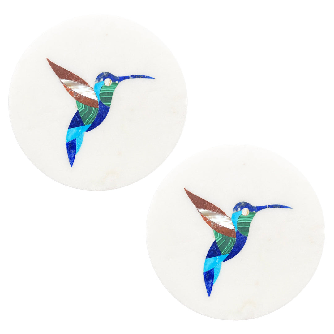 Hummingbird Marble Coasters Gift Set