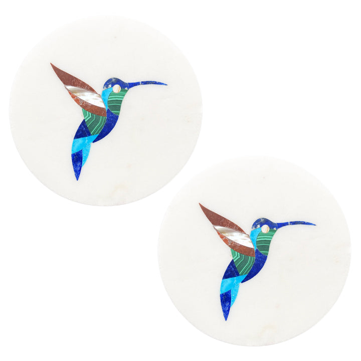 Hummingbird Marble Coasters Gift Set