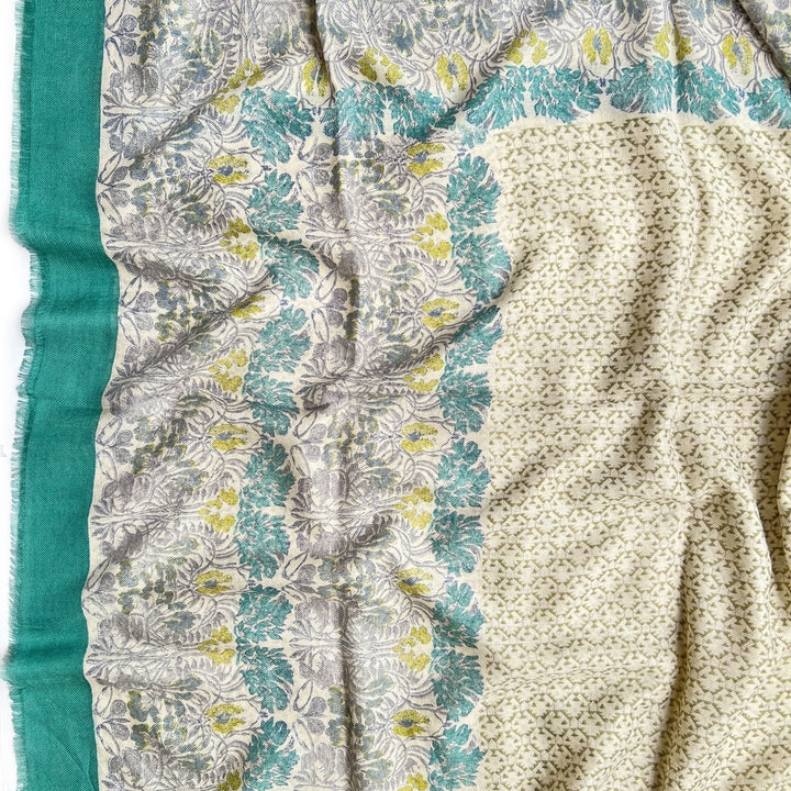 Cashmere Floral Ivory Scarf