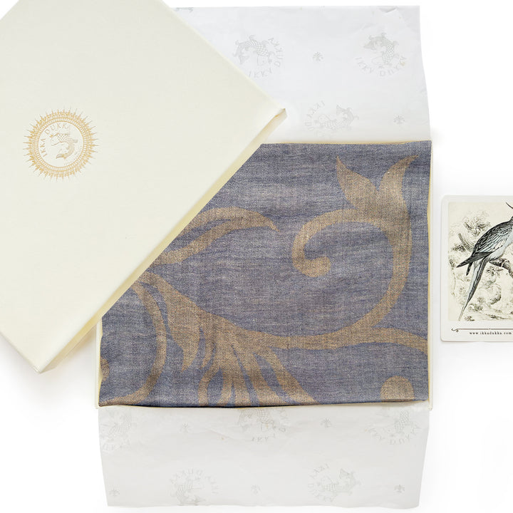 Frost Blue Zari Woven Stole
