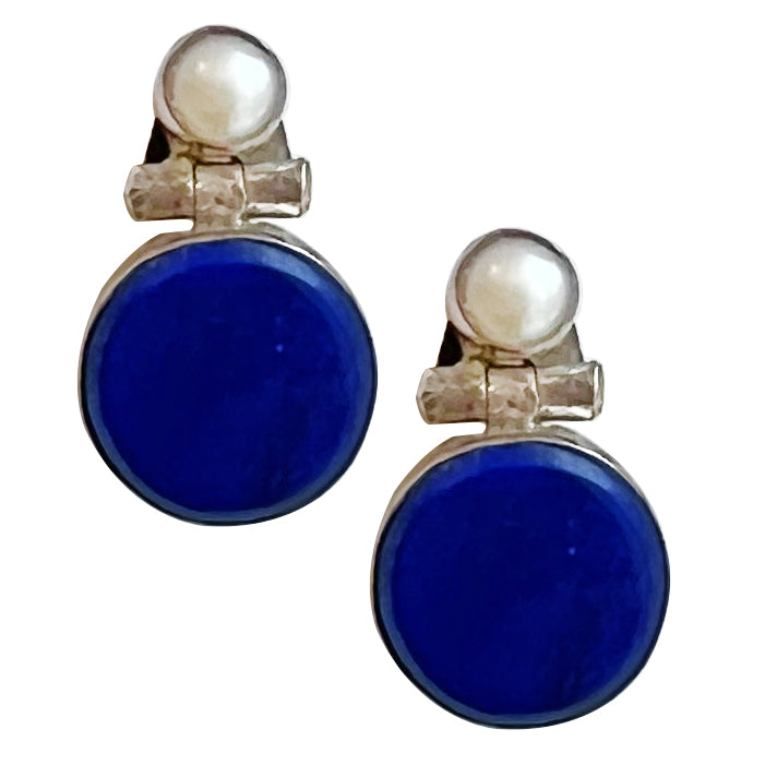 Naini, Lapis Lazuli and Pearl Earrings