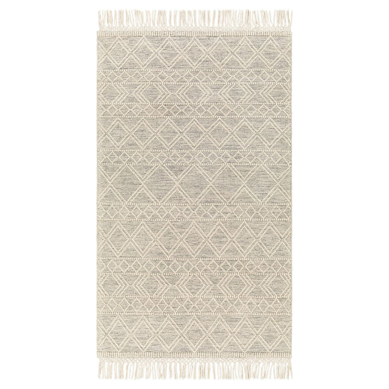 IVORY AND BLACK KILIM DHURRIE CUSTOM MADE
