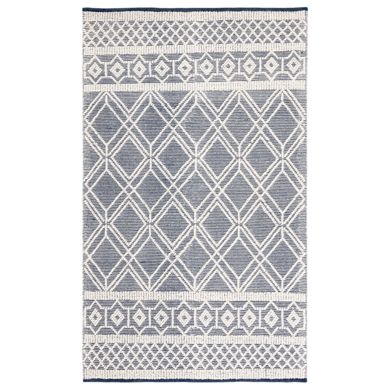 IVORY AND BLUE KILIM DHURRIE CUSTOM MADE