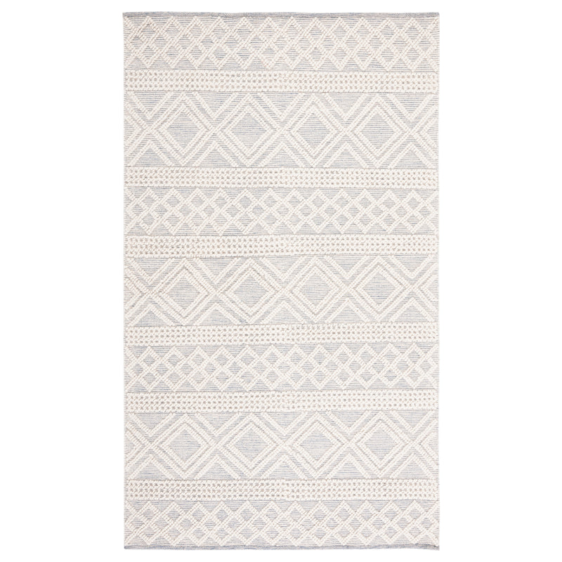 IVORY AND BLUE KILIM DHURRIE CUSTOM MADE