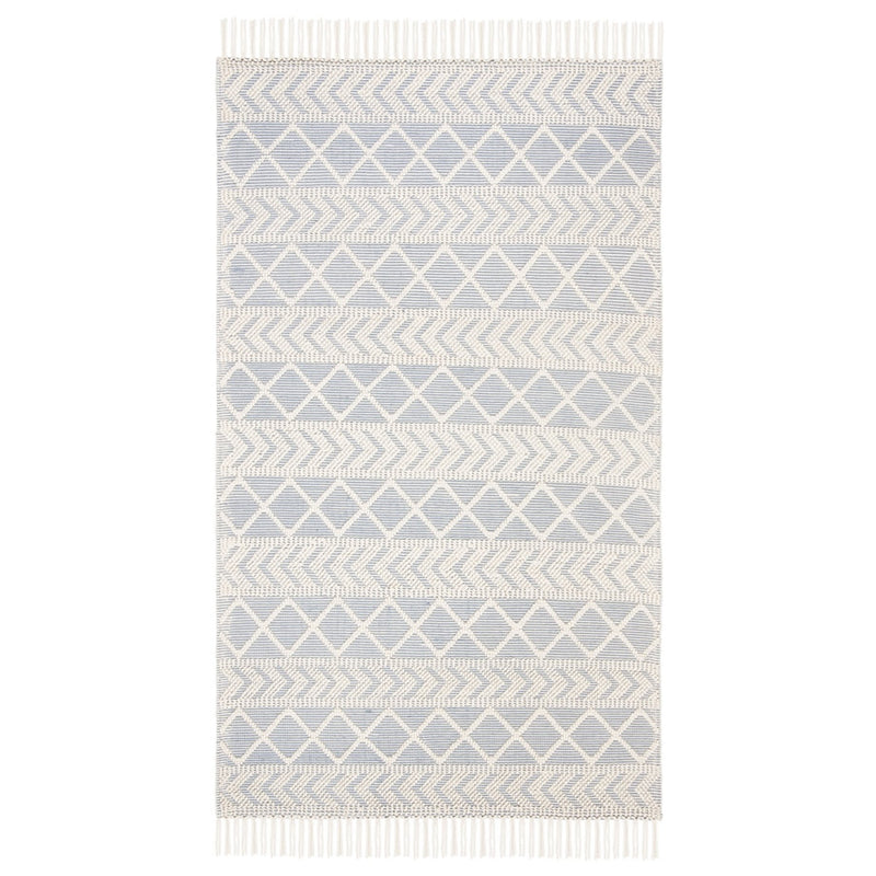 IVORY AND LIGHT BLUE KILIM DHURRIE CUSTOM MADE