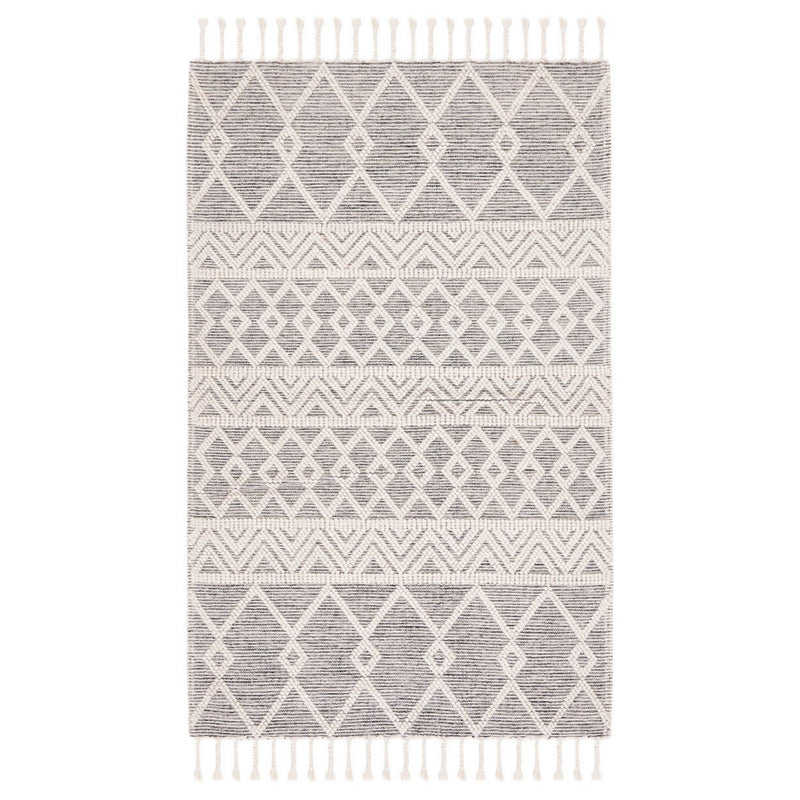 IVORY AND BLACK KILIM DHURRIE CUSTOM MADE