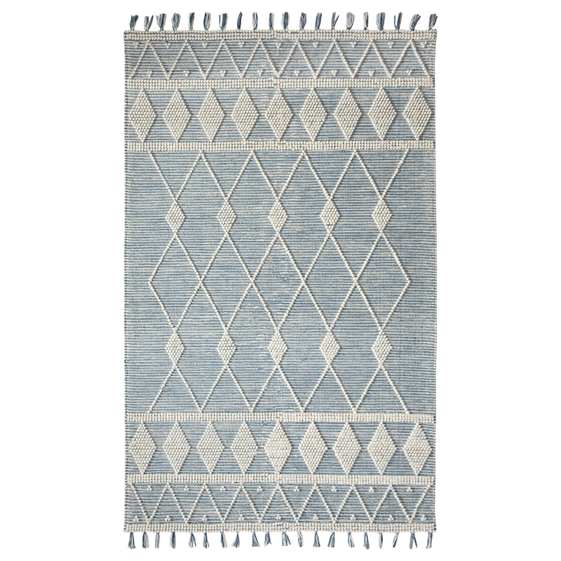 IVORY AND BLUE KILIM DHURRIE CUSTOM MADE