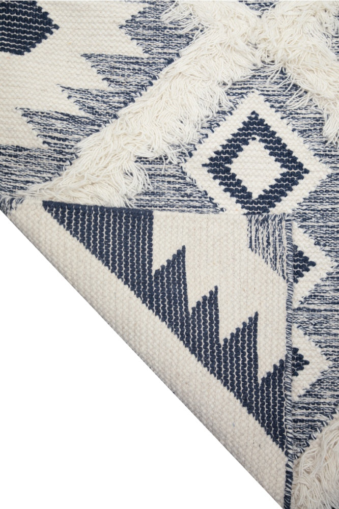 IVORY BLUE KILIM DHURRIE