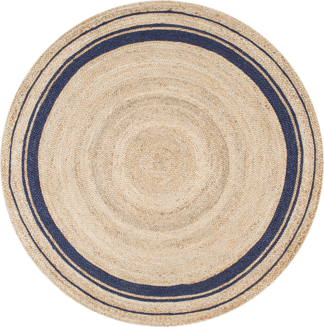BLUE AND NATURAL ROUND JUTE DHURRIE