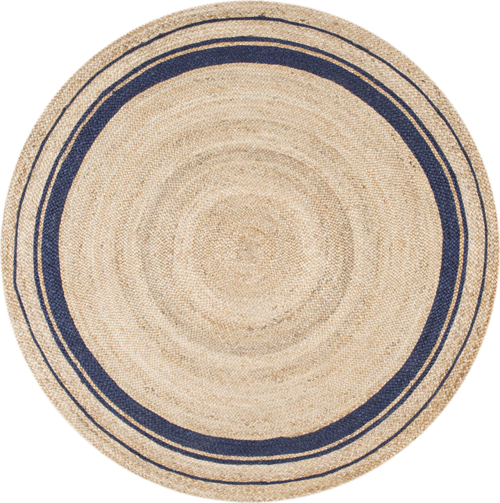BLUE AND NATURAL ROUND JUTE DHURRIE