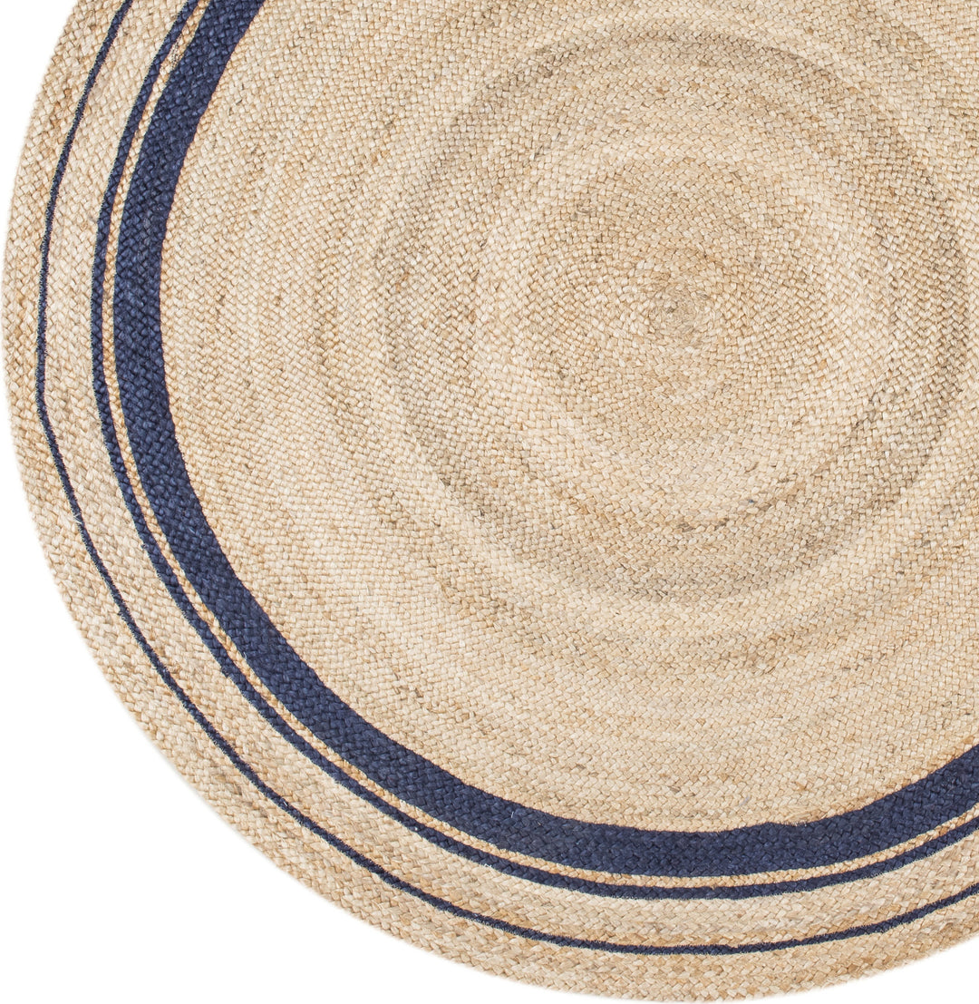 BLUE AND NATURAL ROUND JUTE DHURRIE