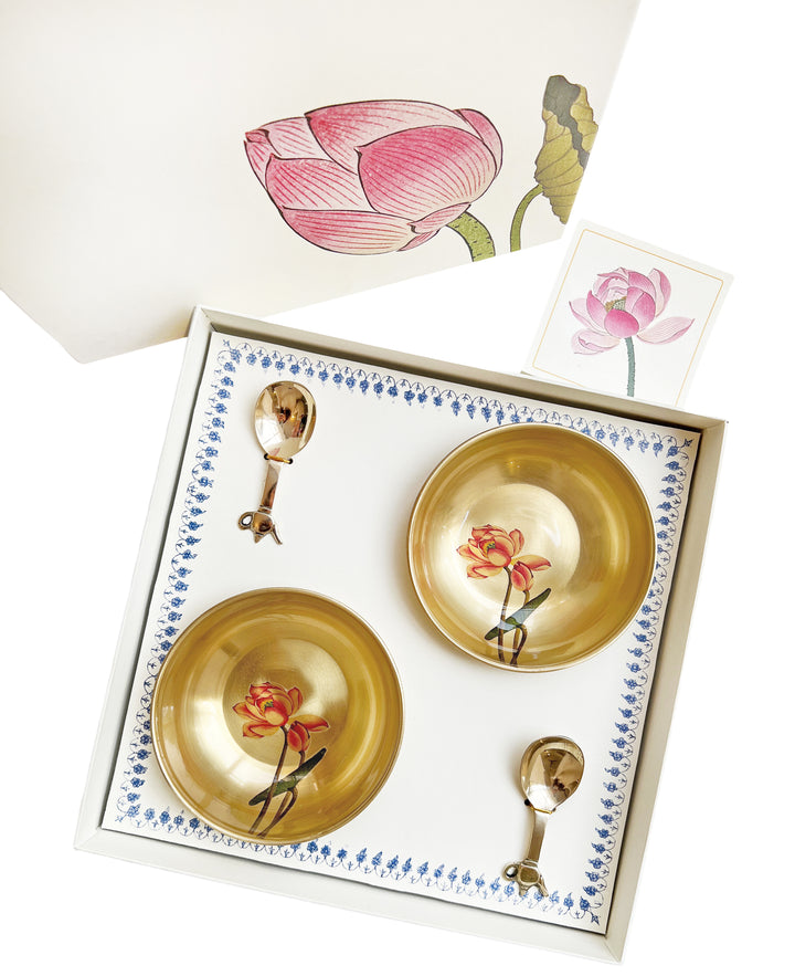 Lotus Brass Bowls Set