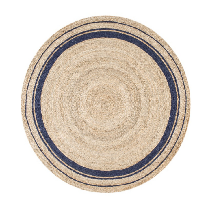 BLUE AND NATURAL ROUND JUTE DHURRIE