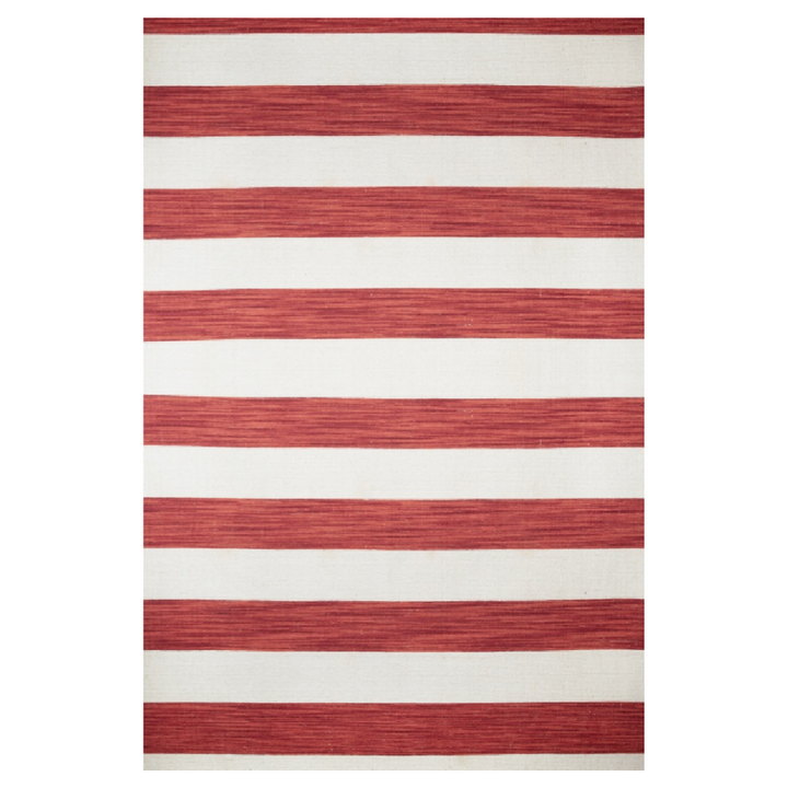 IVORY RED STRIPES DHURRIE