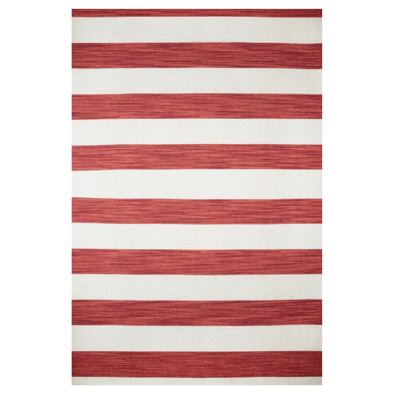 IVORY RED STRIPES DHURRIE