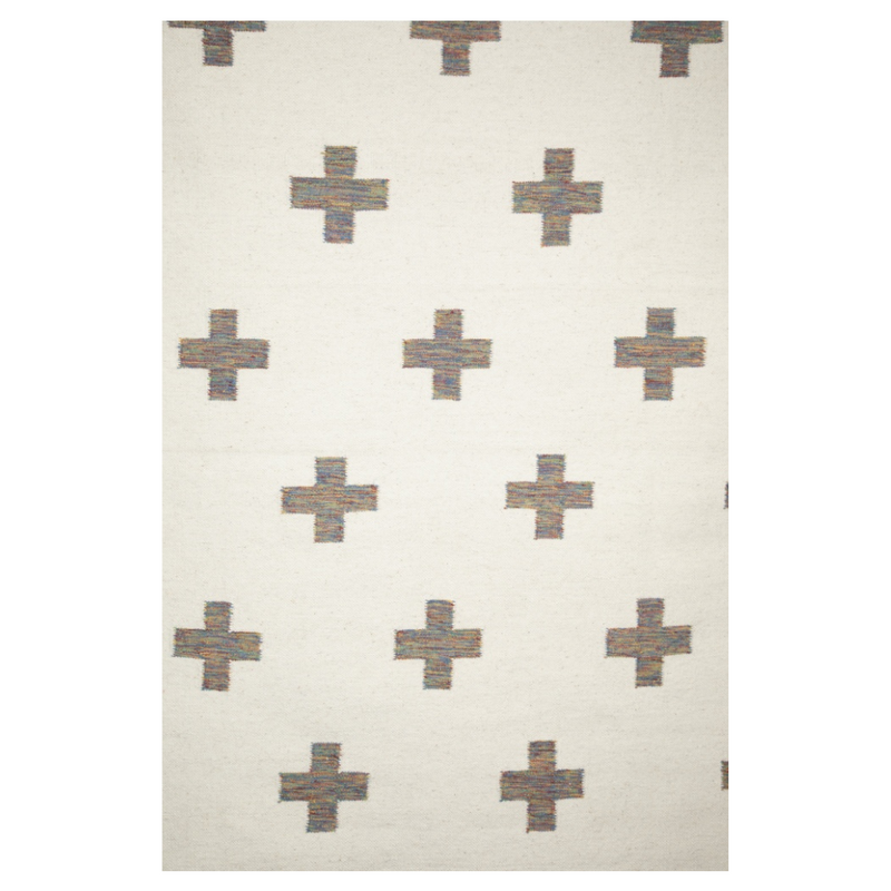 IVORY MULTICOLOR CROSS DHURRIE