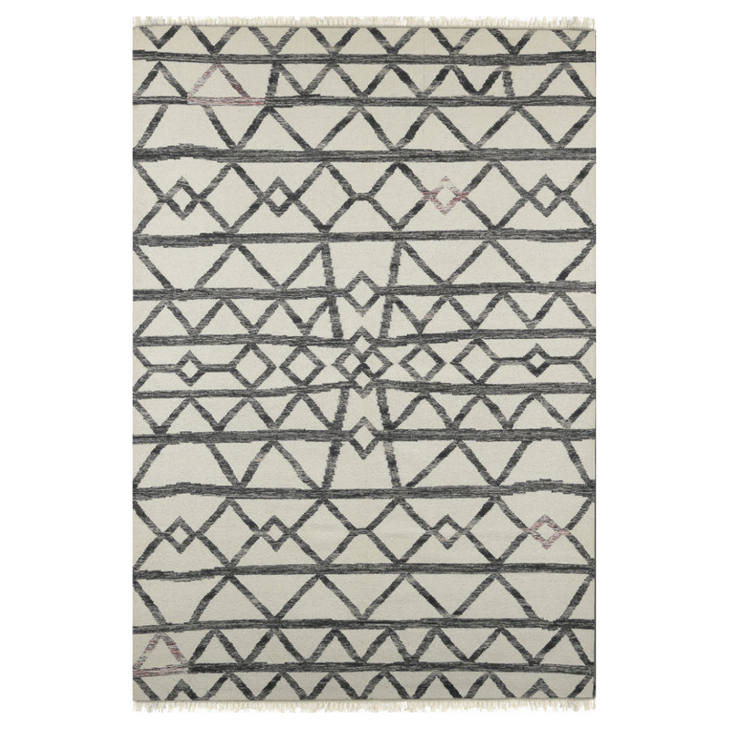 IVORY CHARCOAL TRIBAL DHURRIE