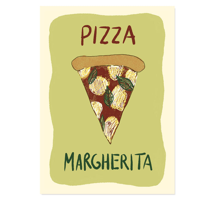 pizza kitchen wall art, Italian food art print, margherita pizza illustration, quirky kitchen decor, gourmet art for dining room, food lover gift