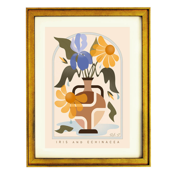 floral vase wall art, botanical illustration print, earthy modern decor, living room gallery wall art, flower lover gift, archway art print