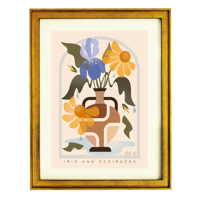 floral vase wall art, botanical illustration print, earthy modern decor, living room gallery wall art, flower lover gift, archway art print