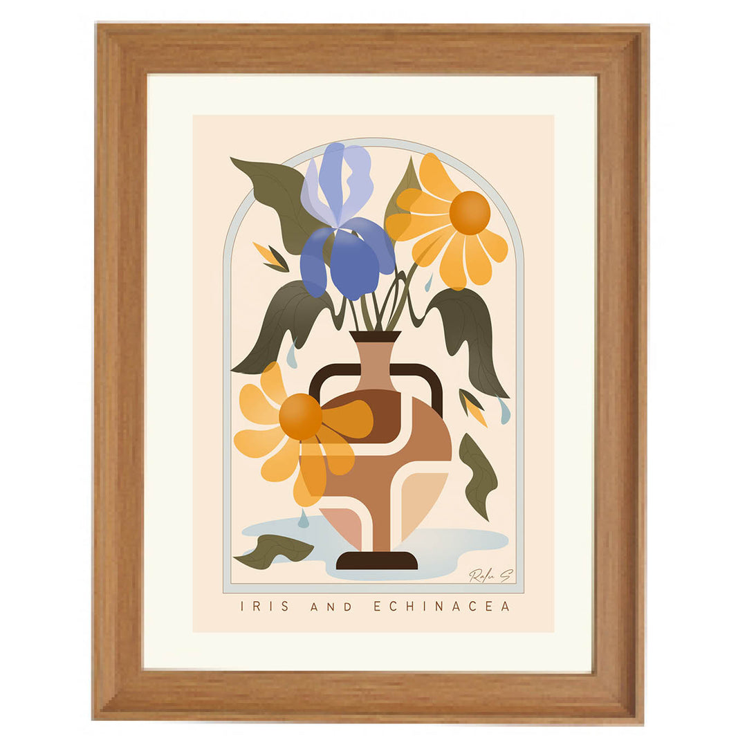 floral vase wall art, botanical illustration print, earthy modern decor, living room gallery wall art, flower lover gift, archway art print