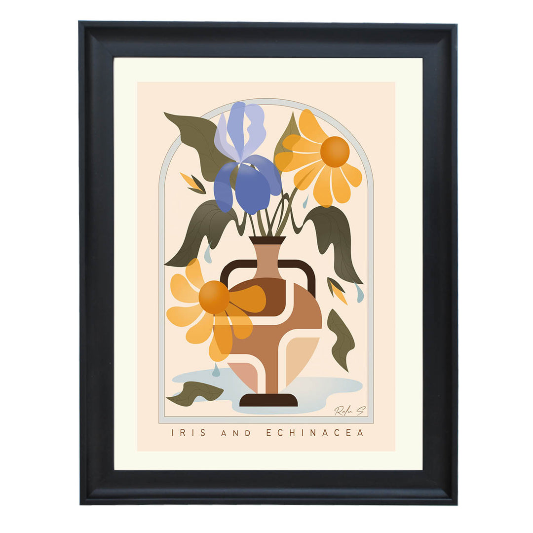 floral vase wall art, botanical illustration print, earthy modern decor, living room gallery wall art, flower lover gift, archway art print