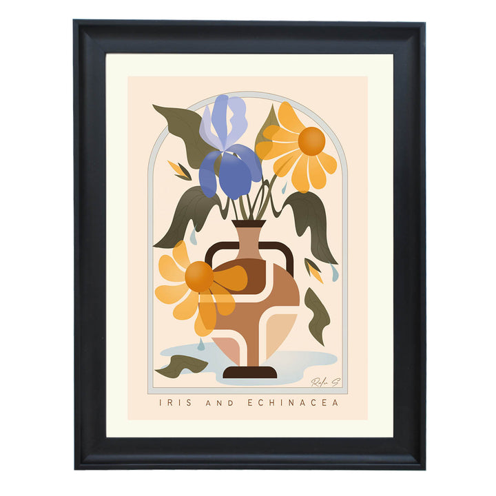 floral vase wall art, botanical illustration print, earthy modern decor, living room gallery wall art, flower lover gift, archway art print