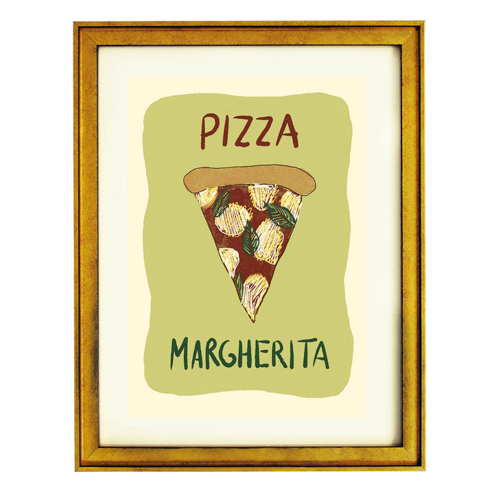 pizza kitchen wall art, Italian food art print, margherita pizza illustration, quirky kitchen decor, gourmet art for dining room, food lover gift