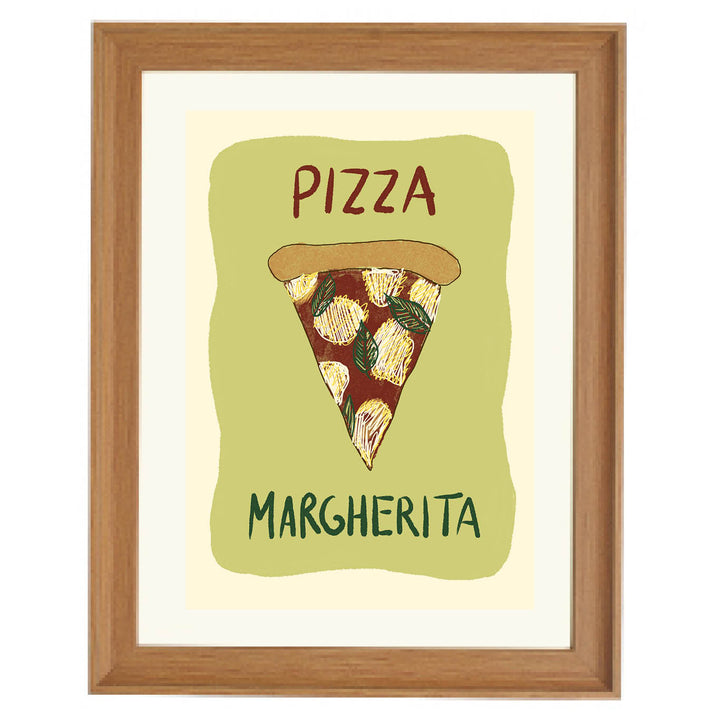 pizza kitchen wall art, Italian food art print, margherita pizza illustration, quirky kitchen decor, gourmet art for dining room, food lover gift