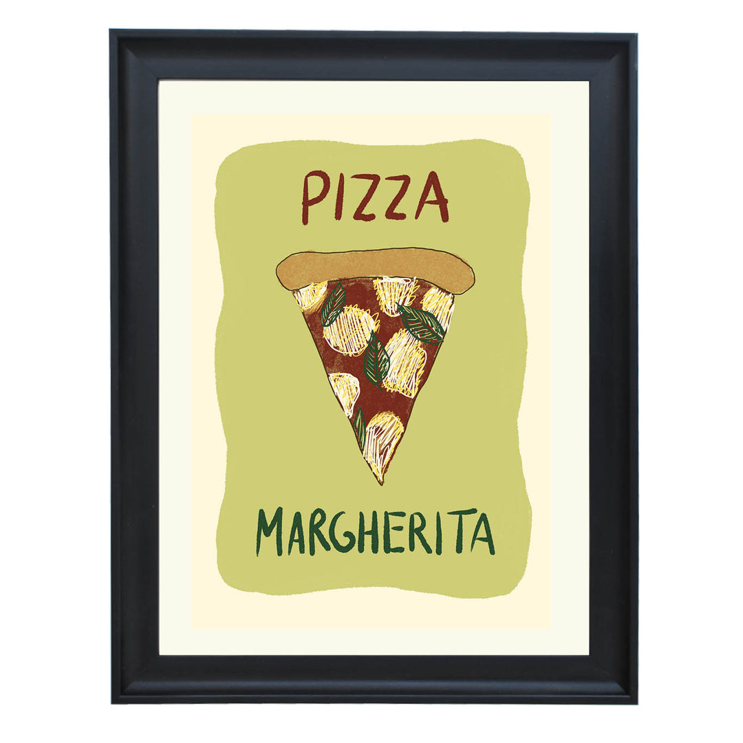 pizza kitchen wall art, Italian food art print, margherita pizza illustration, quirky kitchen decor, gourmet art for dining room, food lover gift