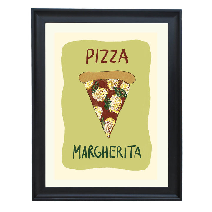 pizza kitchen wall art, Italian food art print, margherita pizza illustration, quirky kitchen decor, gourmet art for dining room, food lover gift