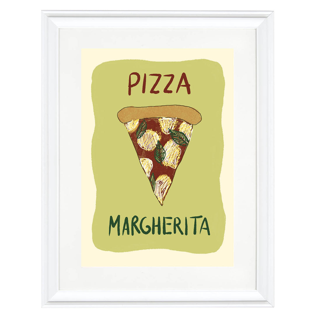 pizza kitchen wall art, Italian food art print, margherita pizza illustration, quirky kitchen decor, gourmet art for dining room, food lover gift