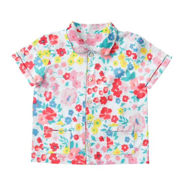 Organic Full Sleeved Collared Pajama Set - Flower