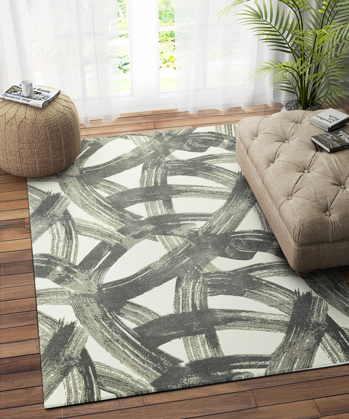 IVORY CHARCOAL GEOMETRIC CARPET