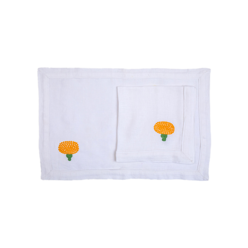 Placemats And Napkins - White Linen (Set of 6)