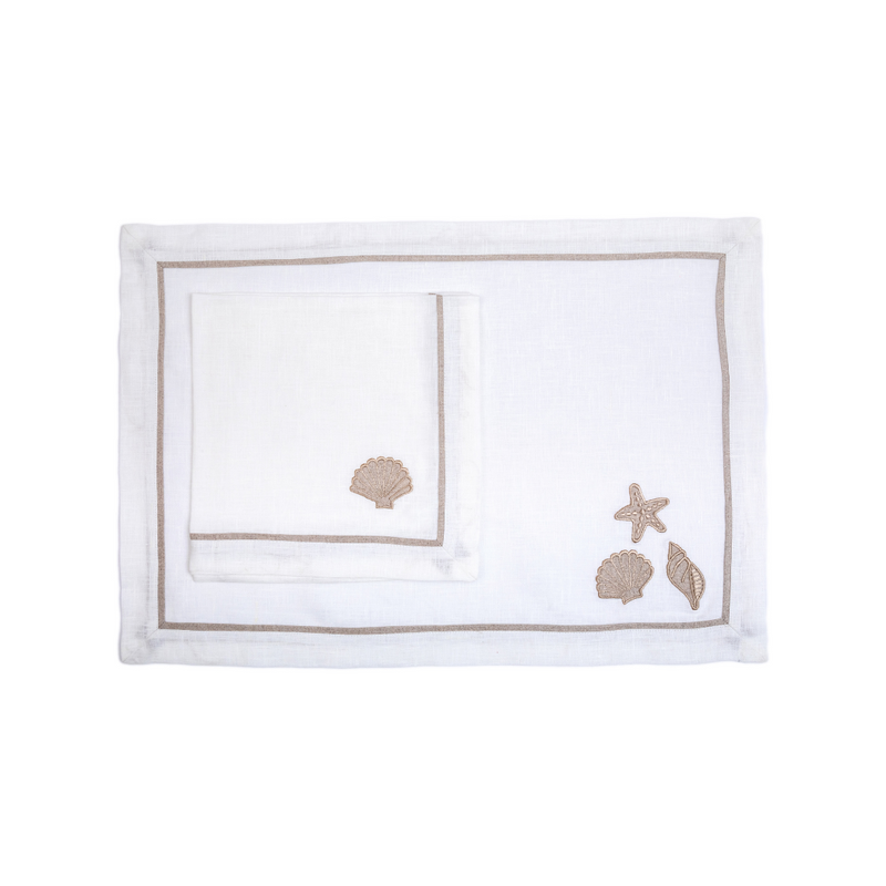Placemats And Napkins - White Linen (Set of 6)