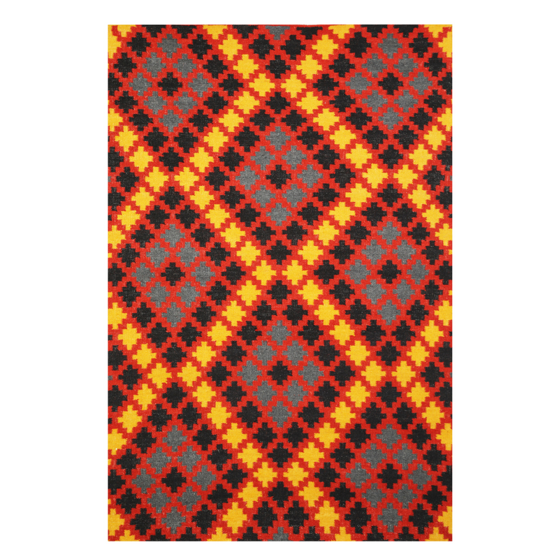 YELLOW MULTICOLOR GEOMETRIC KILIM DHURRIE