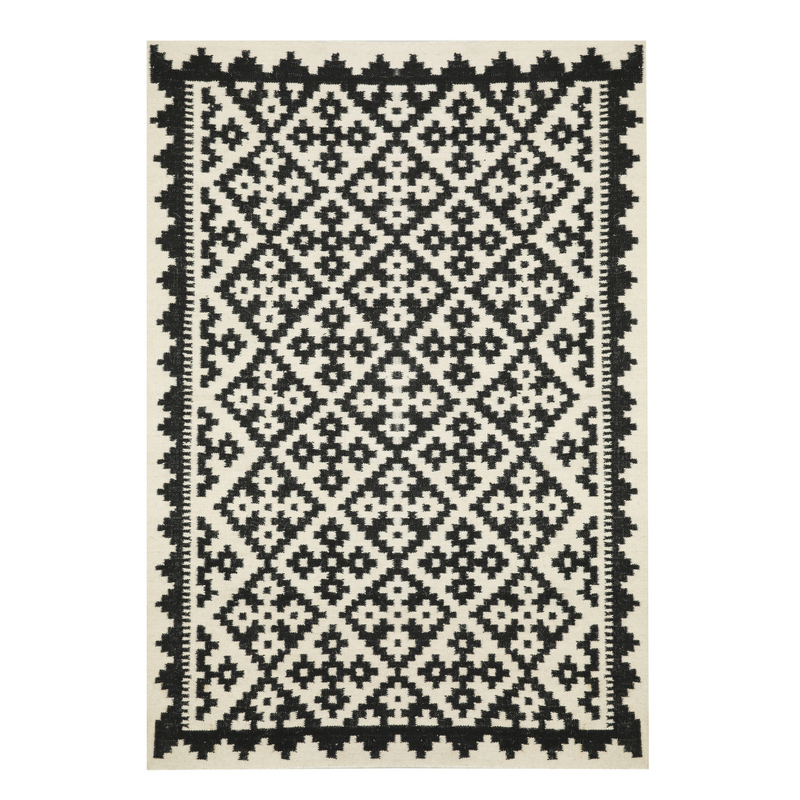 BLACK AND WHITE PIXLE KILIM DHURRIE