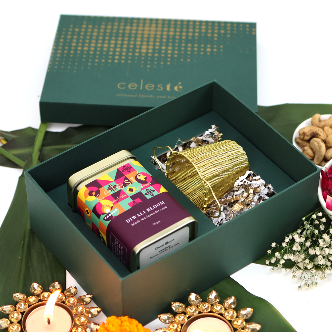 Artisanal Tea Brewing Gift Box | Diwali Tea & Brass Strainer