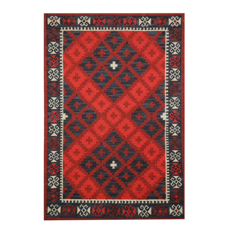 BLUE MAROON PIXLE KILIM DHURRIE