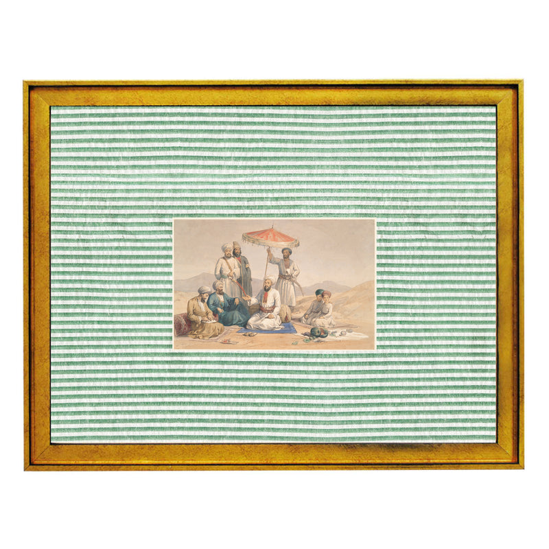 The Sitting Men Fabric Art Print