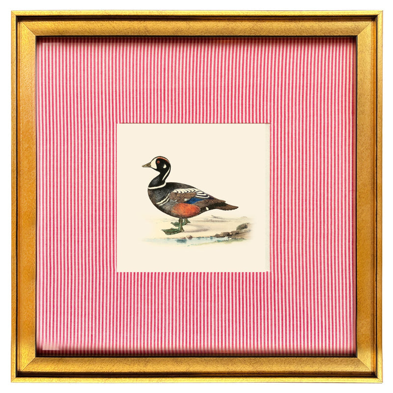 Red Feathered Duck Fabric Art Print